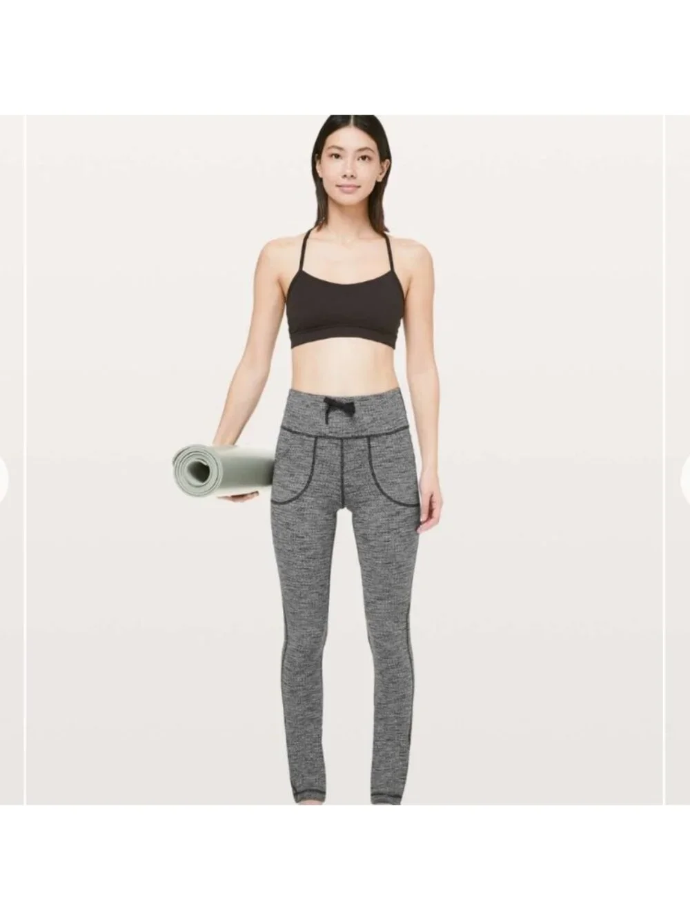 Lululemon Skinny Will Pant *Full-On Luon Variegated Knit Blk Heathered B…
